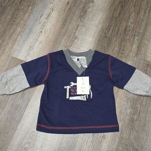 New Vintage Small Steps Long Sleeve Shirt Size 18M Blue Toll Shop Top Y2k 90s